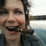 Cigar and seltzer selfie.